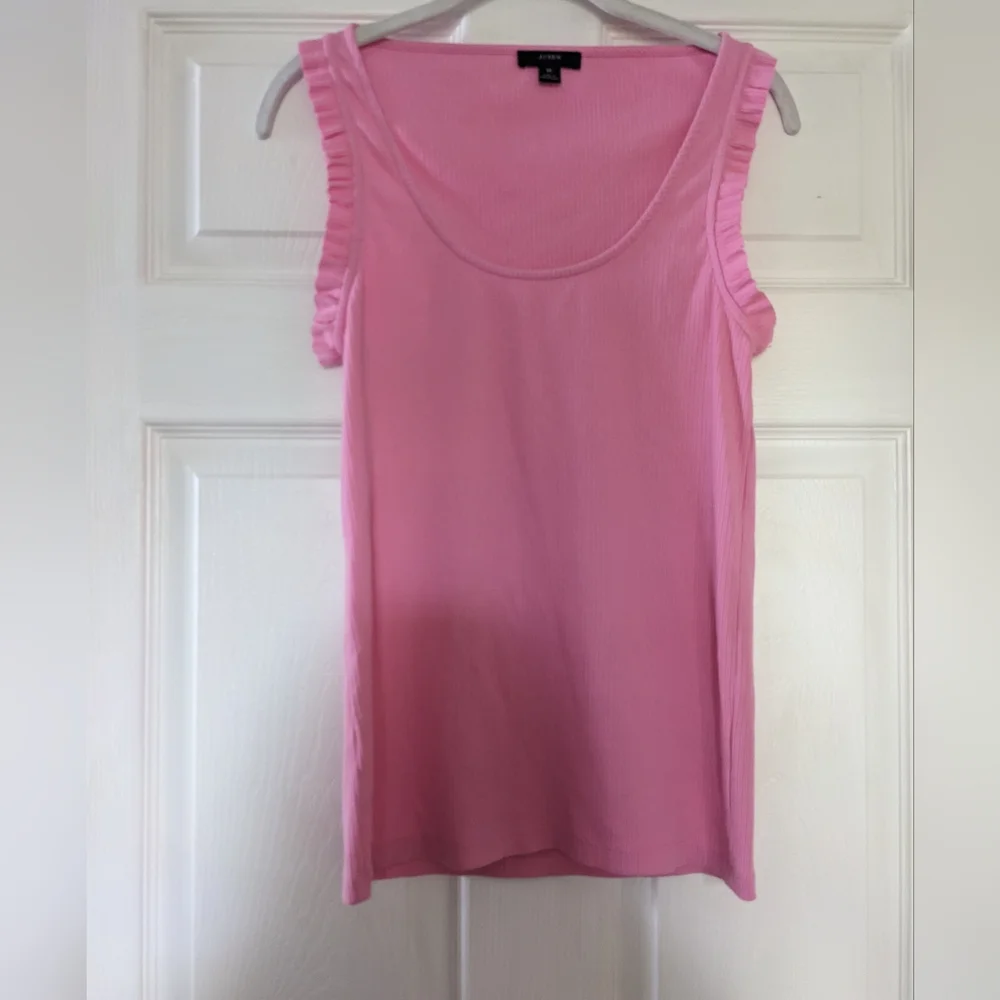 J. Crew Ribbed Pink Ruffle Tank | M - Picture 4 of 8